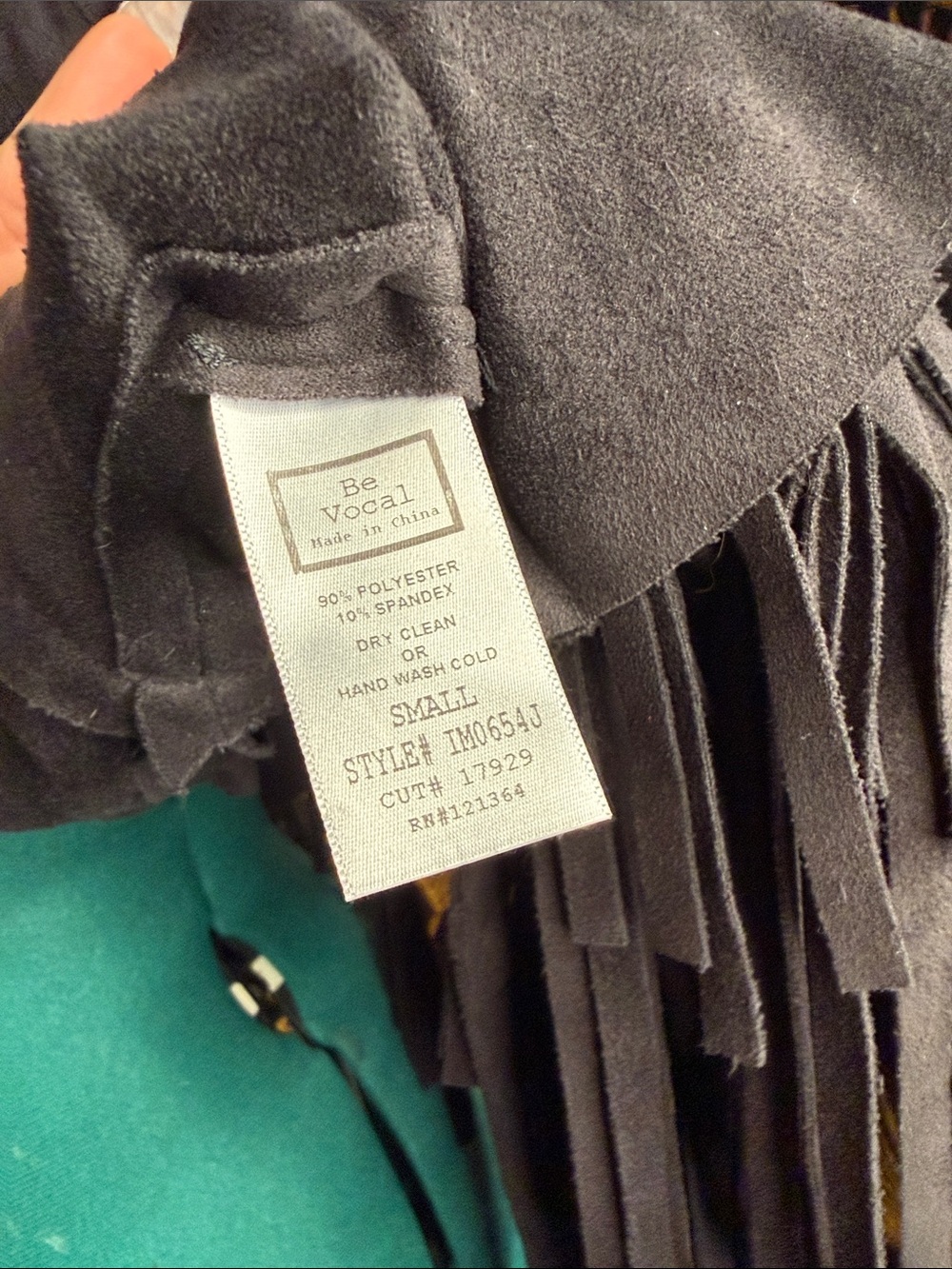 Black Faux Suede Grommet Fringe Open-Front Jacket - Picture 5 of 11